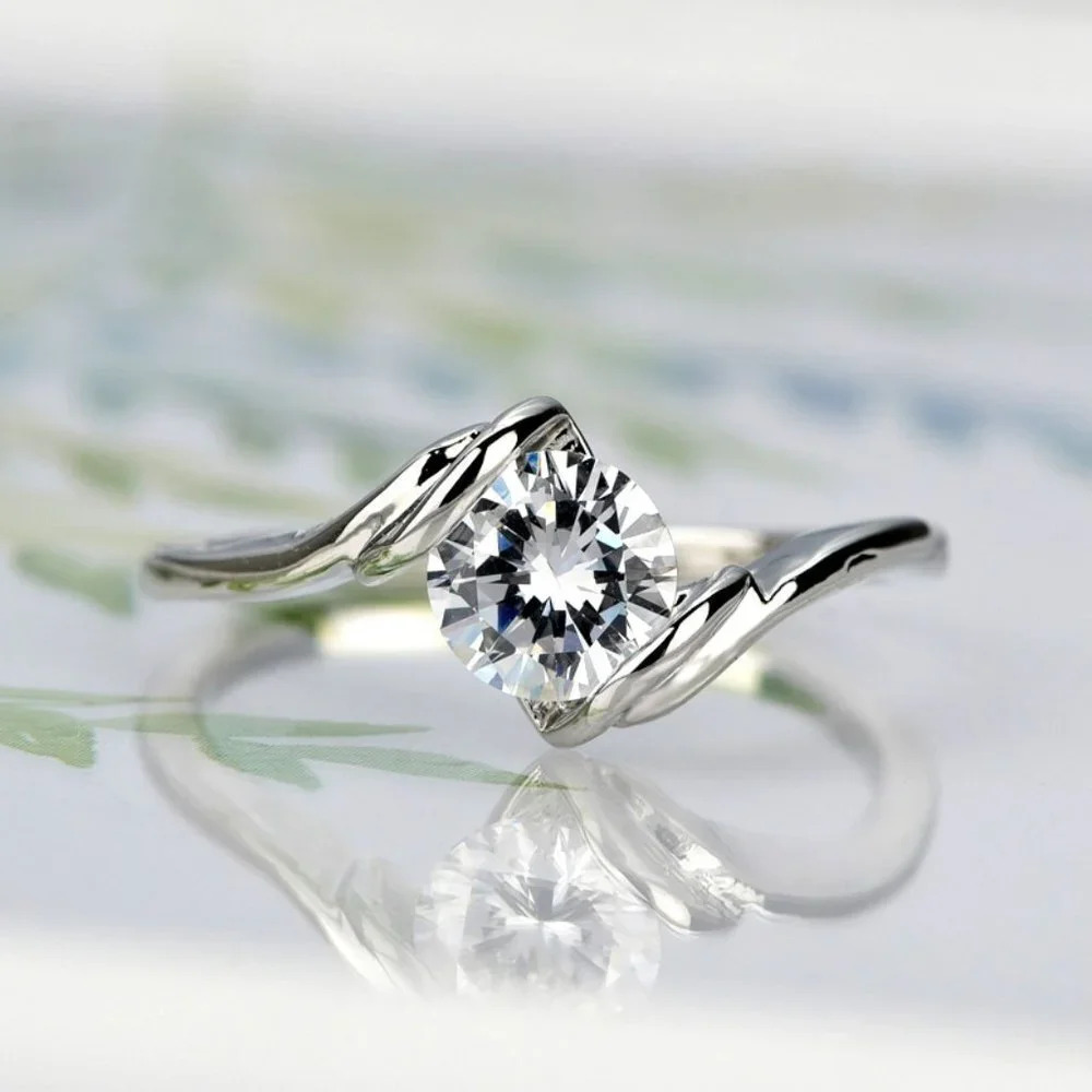 🍁 Refine Pure Gemstone CZ Twisted Engagement Rings for Women, EVGG1269